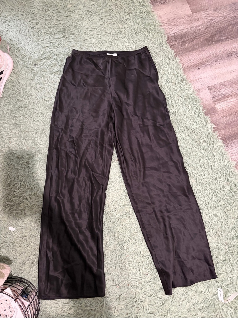 NWT Reformation Black Silk Pants — Women's High-Rise Trousers - Picture 2 of 3